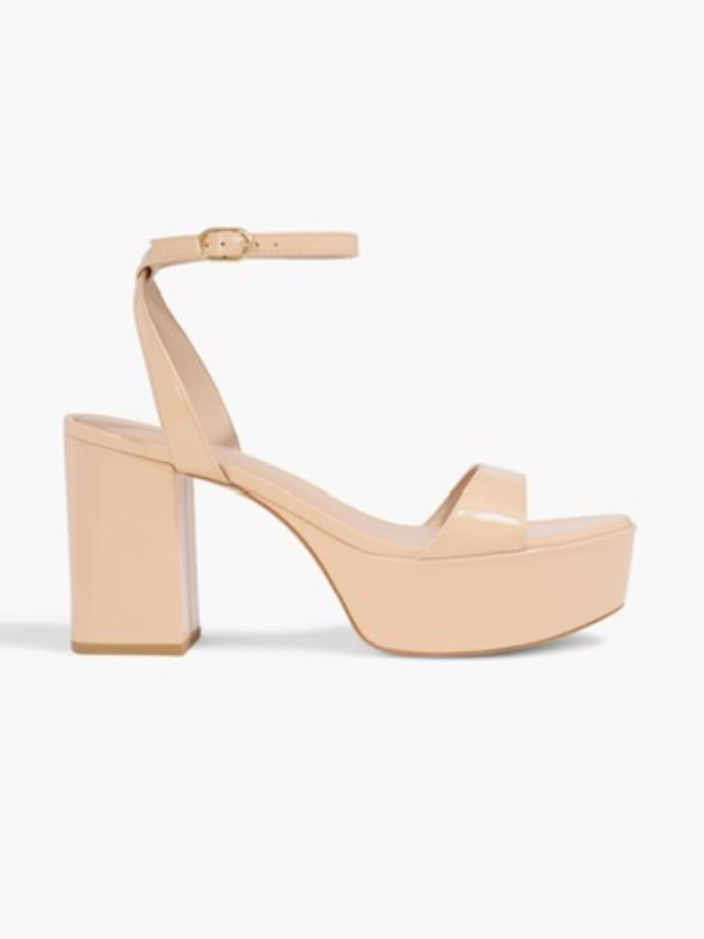 New Stuart Weitzman Gala Patent Leather Sandals Golden Beige Sz 9
